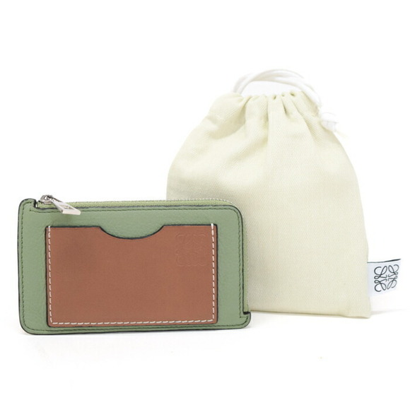 Loewe Handbags - Loewe Coin Wallet Card Holder Calfskin Leather Anagram Green Brown